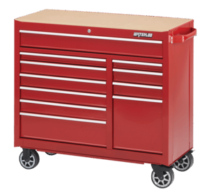 WaterLoo Series 41" W x 18" D 11-Drawer Cabinet with Liner and Upgraded Casters, RED